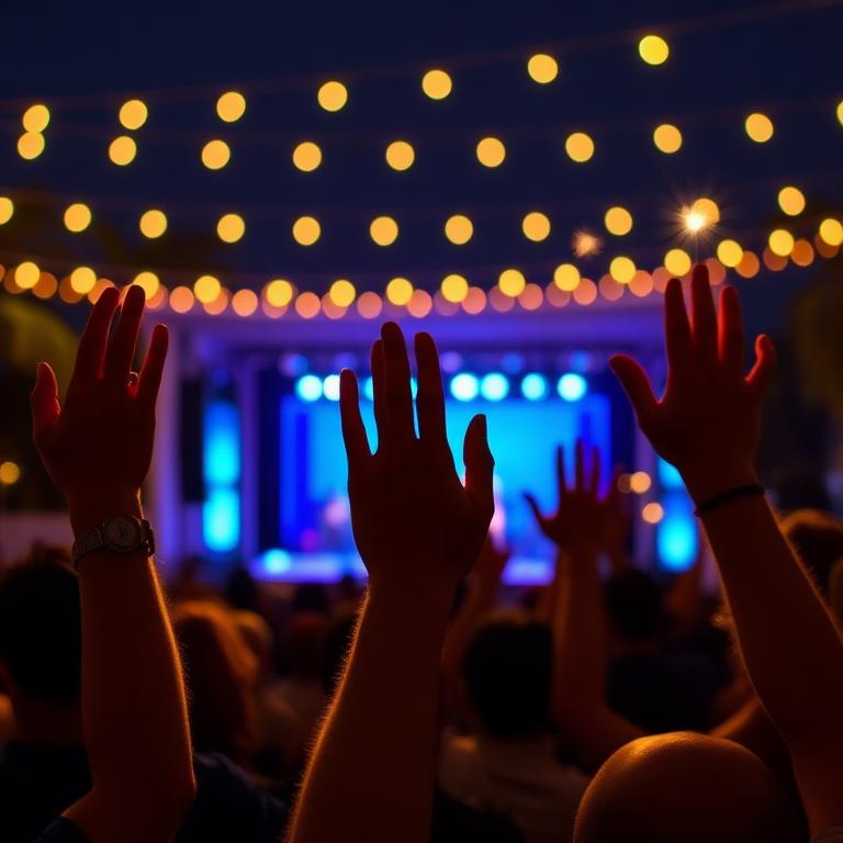Concierto al aire libre con luces